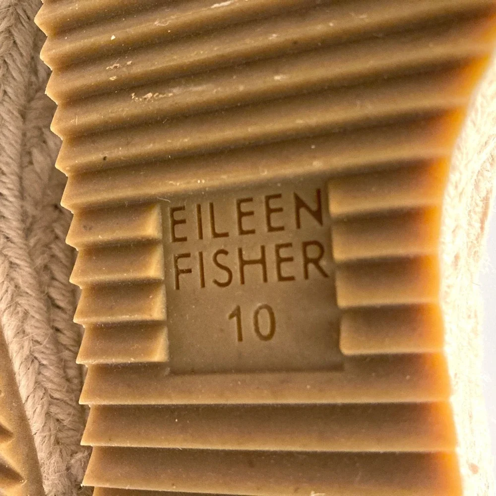Eileen Fisher Leather Espadrille 'Willow' Wedge Heel Sandals Womens 10 Beige